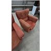 Image 4 : Pair of Burnt Orange Upholstered Swivel Armchairs, Microsuede