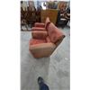 Image 7 : Pair of Burnt Orange Upholstered Swivel Armchairs, Microsuede