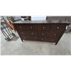 Image 1 : Dark Brown Wood Dresser with 8 Drawers and Metal Knobs. 34”×63”×17.6”