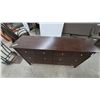 Image 2 : Dark Brown Wood Dresser with 8 Drawers and Metal Knobs. 34”×63”×17.6”