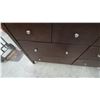 Image 4 : Dark Brown Wood Dresser with 8 Drawers and Metal Knobs. 34”×63”×17.6”