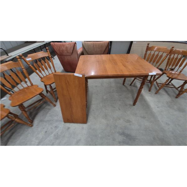 Dining Table and Six Spindle-Back Chairs with Leaf