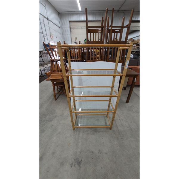 Bamboo and Glass 5-Tier Shelf 57”×31”×17”