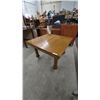 Image 1 : Oak Dining Table with Casters and 12” Leaf, Quarter-Cut