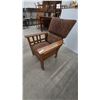 Image 1 : Oak Mission Style Morris Armchair with Adjustable Back and Upholstered Cushions