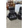Image 2 : Pair of Black Leather / Leather-Style Swivel Rocker Chairs
