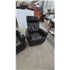 Image 3 : Pair of Black Leather / Leather-Style Swivel Rocker Chairs