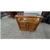 Image 1 : Oak and Glass Display Cabinet with Two Doors and Shelf. 34”×35”×18”