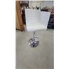 Image 1 : White Tufted Adjustable Bar Stool with Chrome Base and Footrest