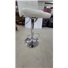 Image 2 : White Tufted Adjustable Bar Stool with Chrome Base and Footrest