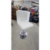 Image 3 : White Tufted Adjustable Bar Stool with Chrome Base and Footrest