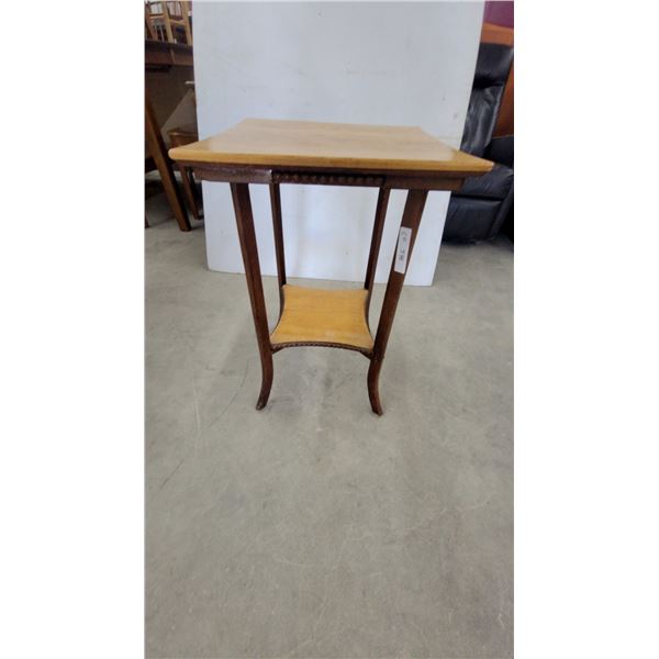 Small Square Top Side Table with Lower Shelf 28”×18”×18”