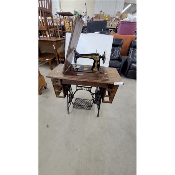 Singer Treadle Sewing Machine and Cabinet with Drawers, Cast Iron Base missing drawers