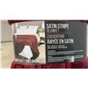 Image 2 : New Life Comfort Satin Stripe King Size Blanket, Burgundy, 100% Polyester, 112” x 92”