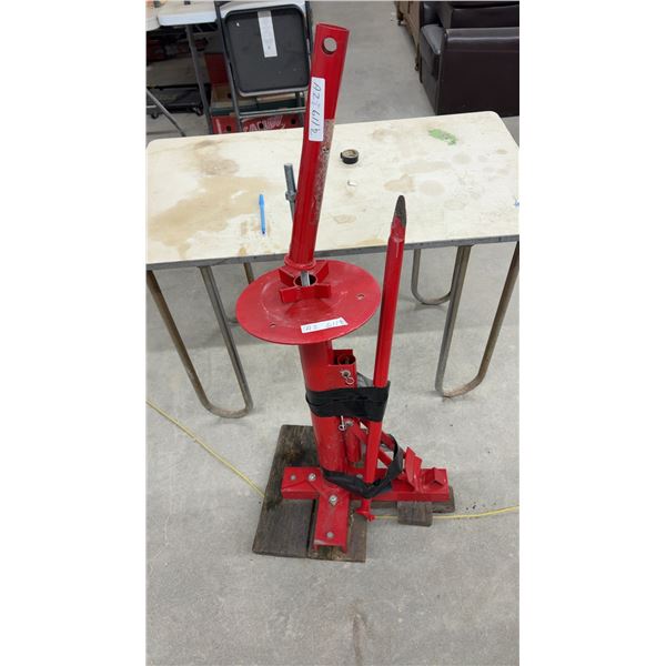 Red Portable Manual Tire Changer With Threaded Rod Clamp and Bead-Breaking Leverage Bar