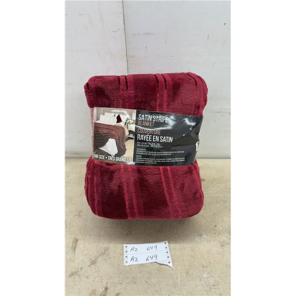 New Life Comfort Satin Stripe King Size Blanket, Burgundy, 100% Polyester, 112” x 92”