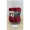 Image 1 : New Life Comfort Satin Stripe King Size Blanket, Burgundy, 100% Polyester, 112” x 92”