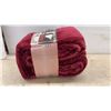 Image 3 : New Life Comfort Satin Stripe King Size Blanket, Burgundy, 100% Polyester, 112” x 92”