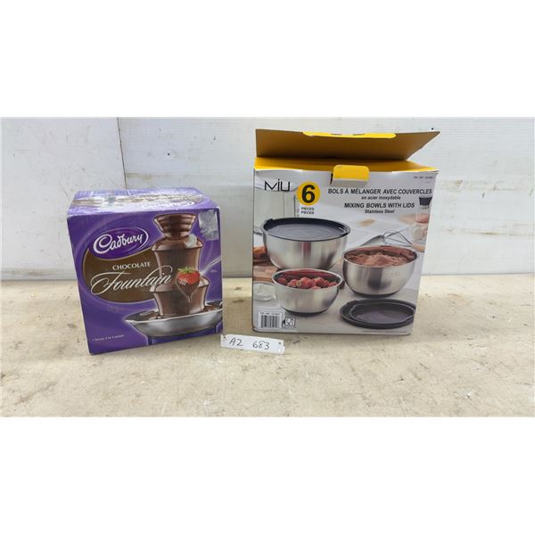 New Cadbury Chocolate Fountain and MIU 6-Piece Stainless Steel Mixing Bowls with Lids