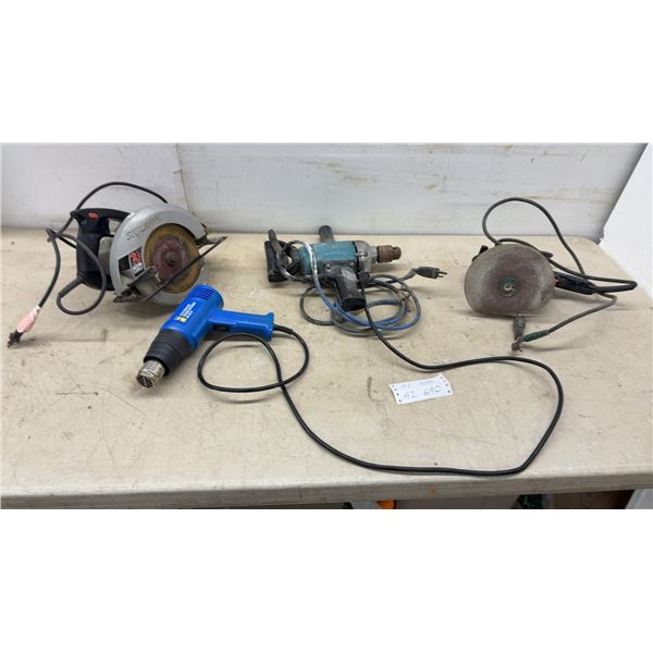 Skilsaw Model 5170 7 1/4” Circular Saw, Power Fist Heat Gun, Makita Drill