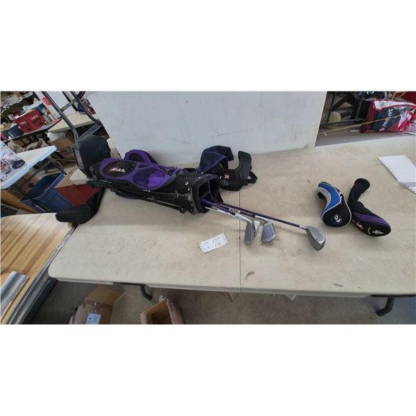 Ram Golf Bag with 3 Clubs, 2 Head Covers, and Shoulder Strap
