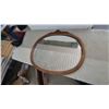 Image 1 : Oval Oak Wood-Framed Mirror with Carved Frame, 28”×32”