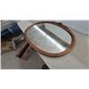 Image 3 : Oval Oak Wood-Framed Mirror with Carved Frame, 28”×32”