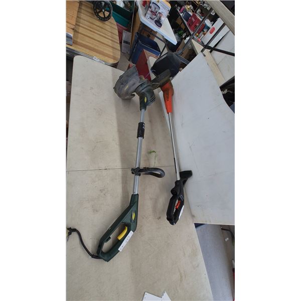 Two String Trimmers: Green Works 21212 and Black+Decker LST136 String Trimmer