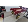 Image 5 : Red Wooden Wagon with Blue Handle and Yellow Wheels, Rope