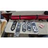 Image 5 : Red fishing rod Tube Case, Black Briefcase, 4 Pkgs Ice Grips, and Bee Playing Cards