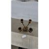 Image 3 : Ornate Five-Light Candelabra, Gold-Tone Metal, Square Base, Scrollwork and Figural Details