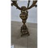 Image 5 : Ornate Five-Light Candelabra, Gold-Tone Metal, Square Base, Scrollwork and Figural Details