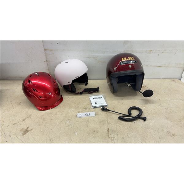 HJC FX-3 Open-Face Helmet, with Intercom, Anon Ski Helmet, Red Sports Helmet