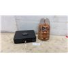Image 1 : Sentry Metal Cash Box with Key and Haida Carved Wooden Beaver Headpiece by J. Wolf