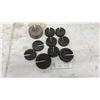 Image 1 : Antique Cast Iron Slotted Scale Calibration Weights, Imperial and Metric, 1/2 Pound