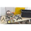 Image 1 : Snap-on Corded LED Work Light and Assortment of Hand Tools, Saw Blades, Clamps, Tote