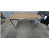 Image 1 : Vintage-Style Dining Table with Wood-Look Top and Chrome Legs. 30”×59”×36”