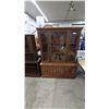 Image 1 : Dark Wood China Cabinet with Glass Doors and 3 Lower Cabinets. 71”×53”×17”