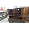 Image 2 : Brown Wood Hutch and Cabinet with Glass Doors and 3 Drawers. 64”×60”×16”