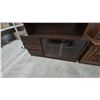 Image 3 : Brown Wood Hutch and Cabinet with Glass Doors and 3 Drawers. 64”×60”×16”