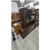 Image 4 : Brown Wood Hutch and Cabinet with Glass Doors and 3 Drawers. 64”×60”×16”