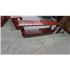 Image 6 : Pair of Red-Stained Wood Two-Tier Console stands 17”×47”×12”