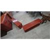 Image 7 : Pair of Red-Stained Wood Two-Tier Console stands 17”×47”×12”