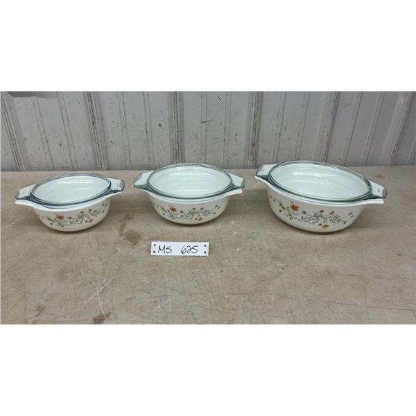 Pyrex Oval Casserole Dishes with Glass Lids, Set of 3