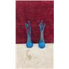 Image 6 : 3 Pcs Blue Art Glass, Centerpiece and 2 Stretch Vases