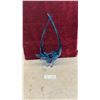 Image 1 : Vintage Blue Art Glass Basket Vase with Crossed Handles- 20.5” Tall