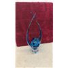 Image 2 : Vintage Blue Art Glass Basket Vase with Crossed Handles- 20.5” Tall