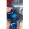 Image 7 : Vintage Blue Art Glass Basket Vase with Crossed Handles- 20.5” Tall