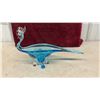 Image 4 : Art Glass Peacock Centerpiece Bowl in Clear and Teal Blue