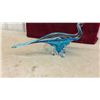 Image 5 : Art Glass Peacock Centerpiece Bowl in Clear and Teal Blue